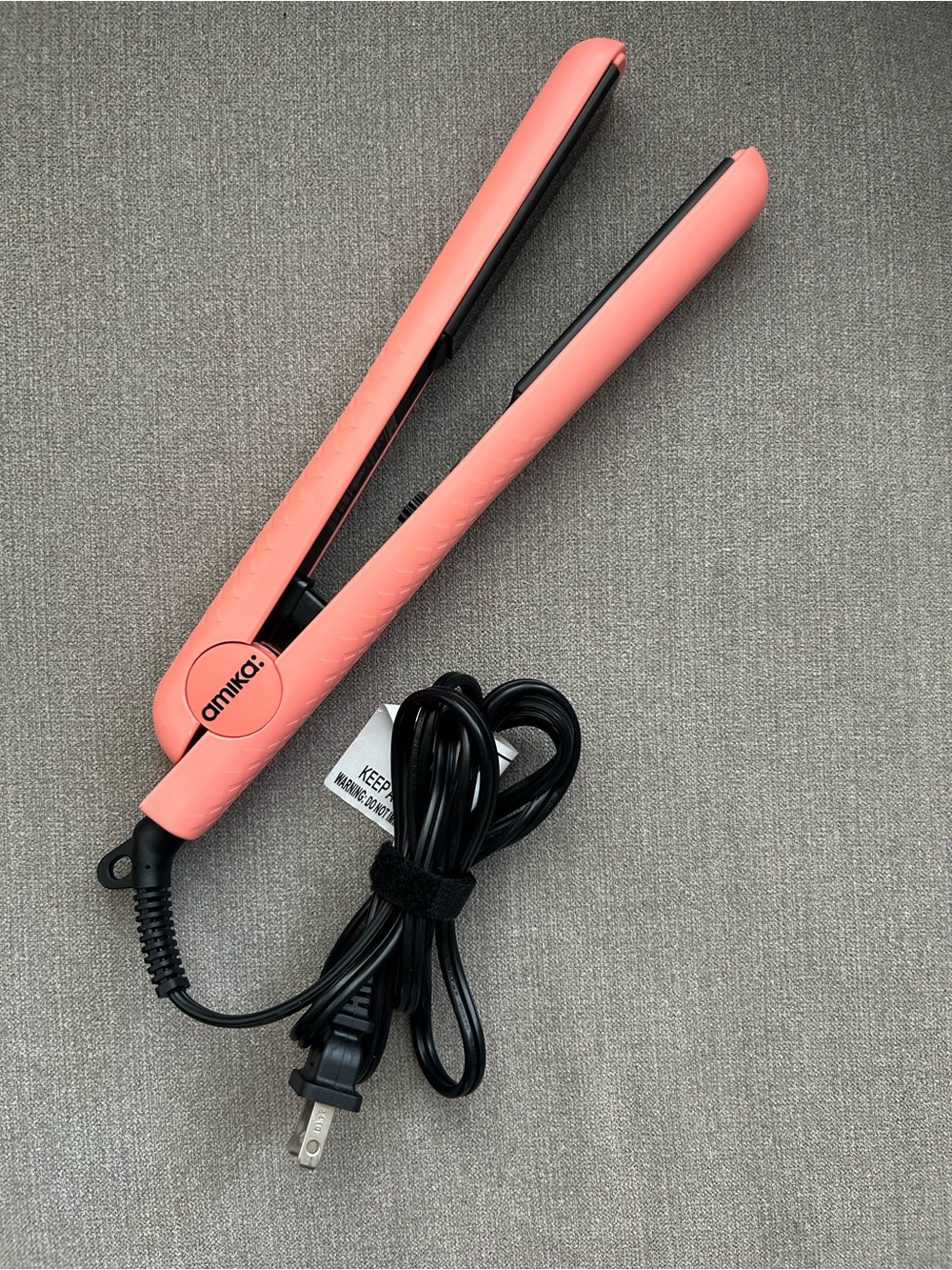 amika Coral Pink Slim Ceramic Flat Iron Hair Straightener